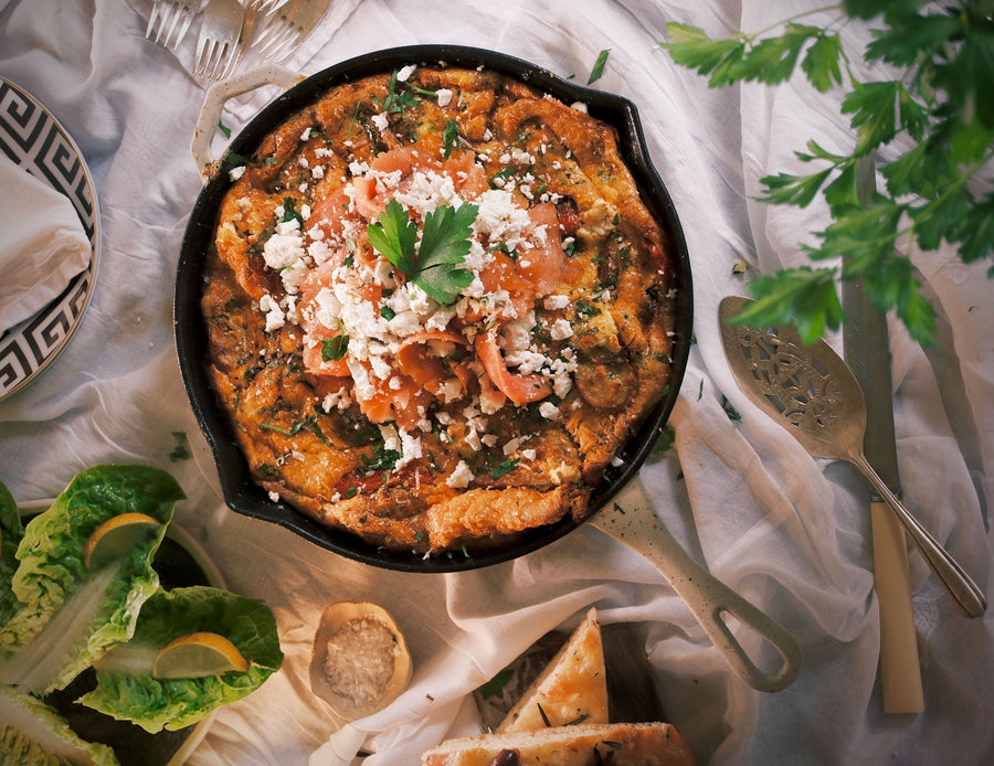 Potato & Feta Frittata with Smoked Salmon