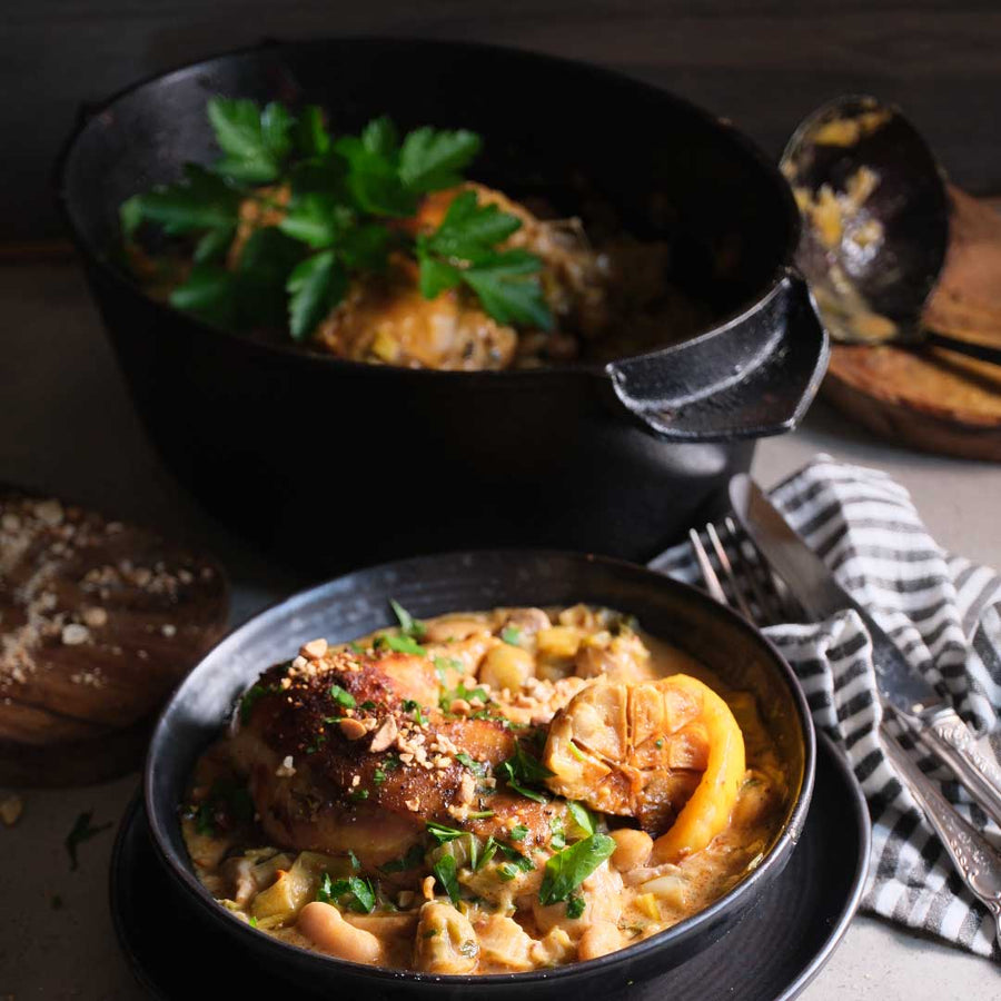 Braised Chicken with White Beans