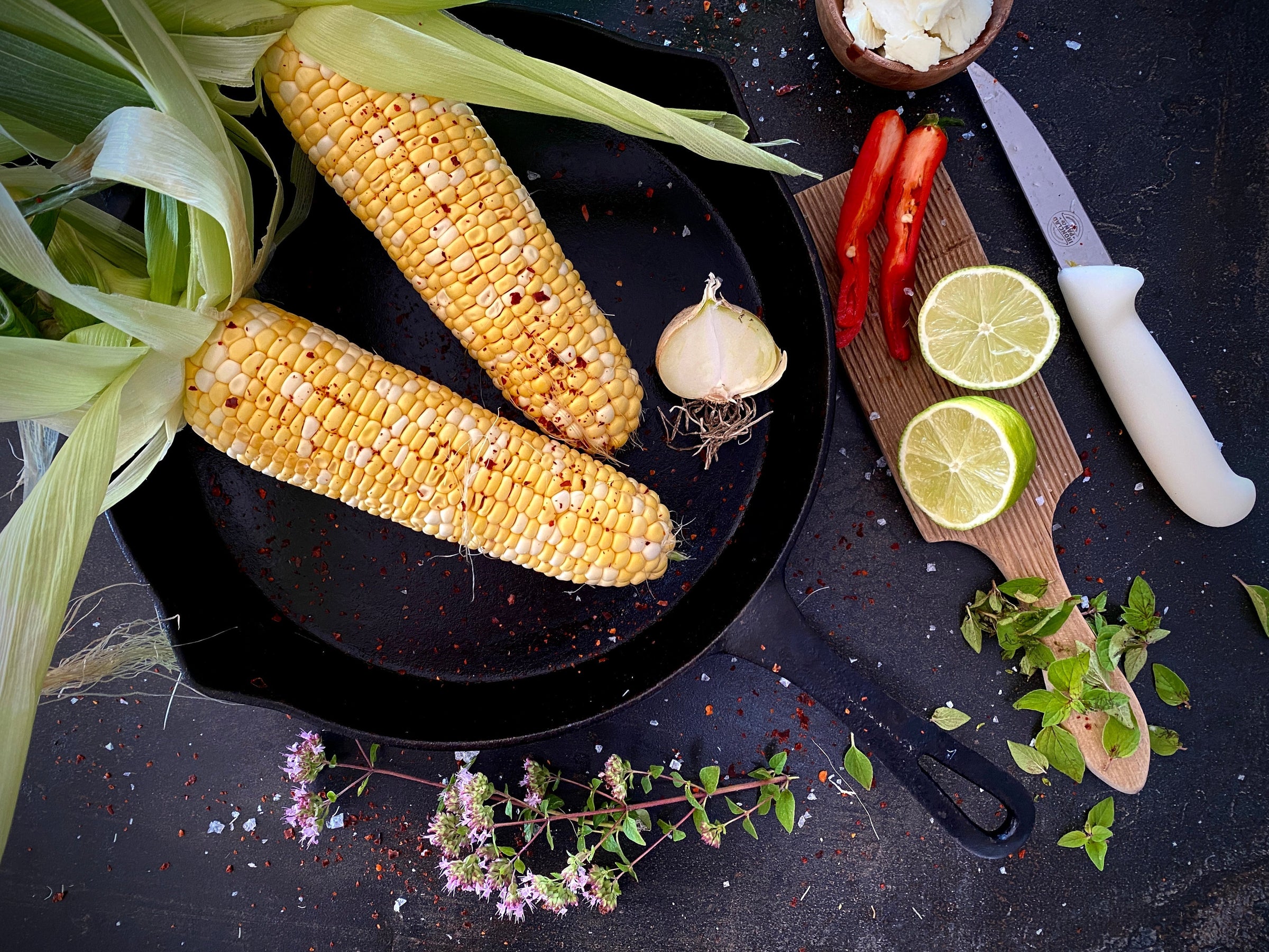 Sweetcorn with Lime, Garlic & Chilli