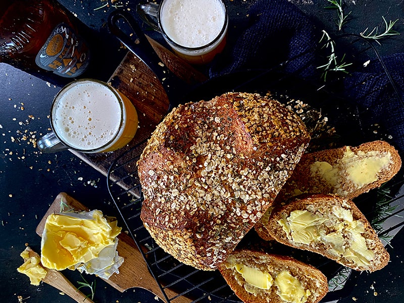 Good George Hazy Ipa Bread with a Rosemary Oat & Rock Salt Crust