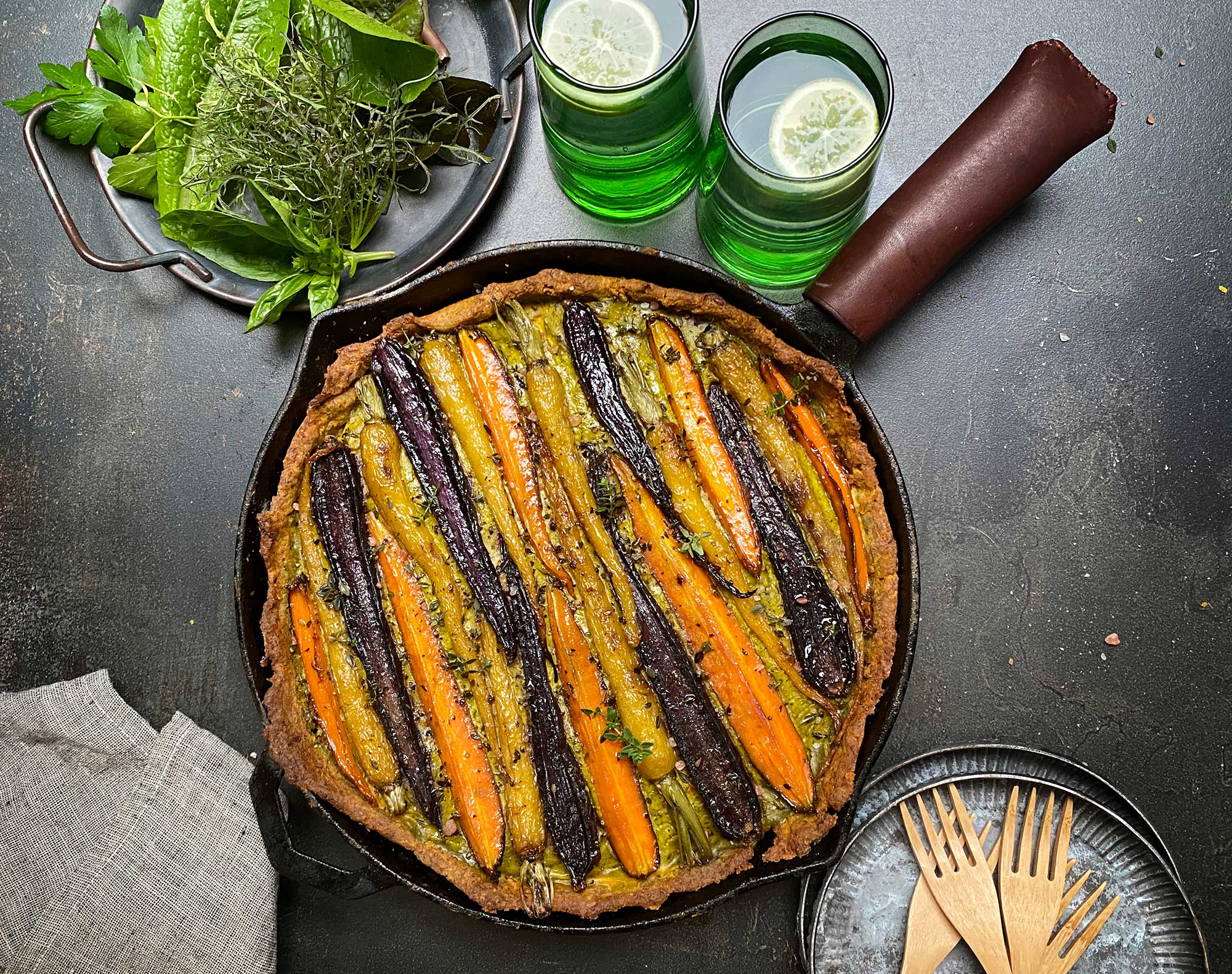 Ironclad Earth Day Organic Carrot and Tofu Cream Tart with Pumpkin and Sage Crust