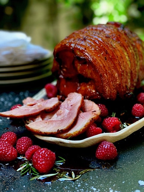 WOODY’S MANUKA SMOKED MINI HAM with raspberry and smoked paprika glaze (ON THE BBQ)