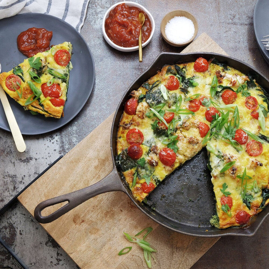 Roasted Cauliflower and Spinach Frittata
