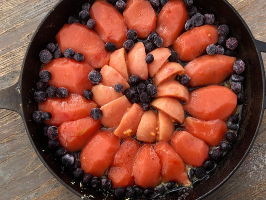 UPSIDE DOWN QUINCE, GUAVA AND BLUEBERRY CAKE