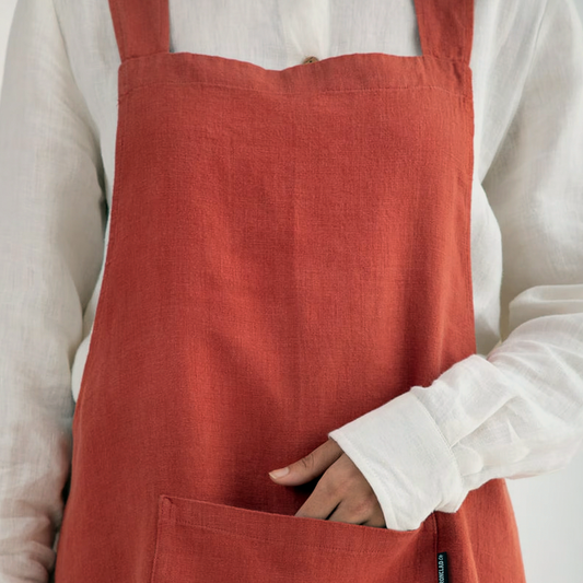 The Linen Apron by Ironclad Co. Handcrafted Coral Orange Summer Apron