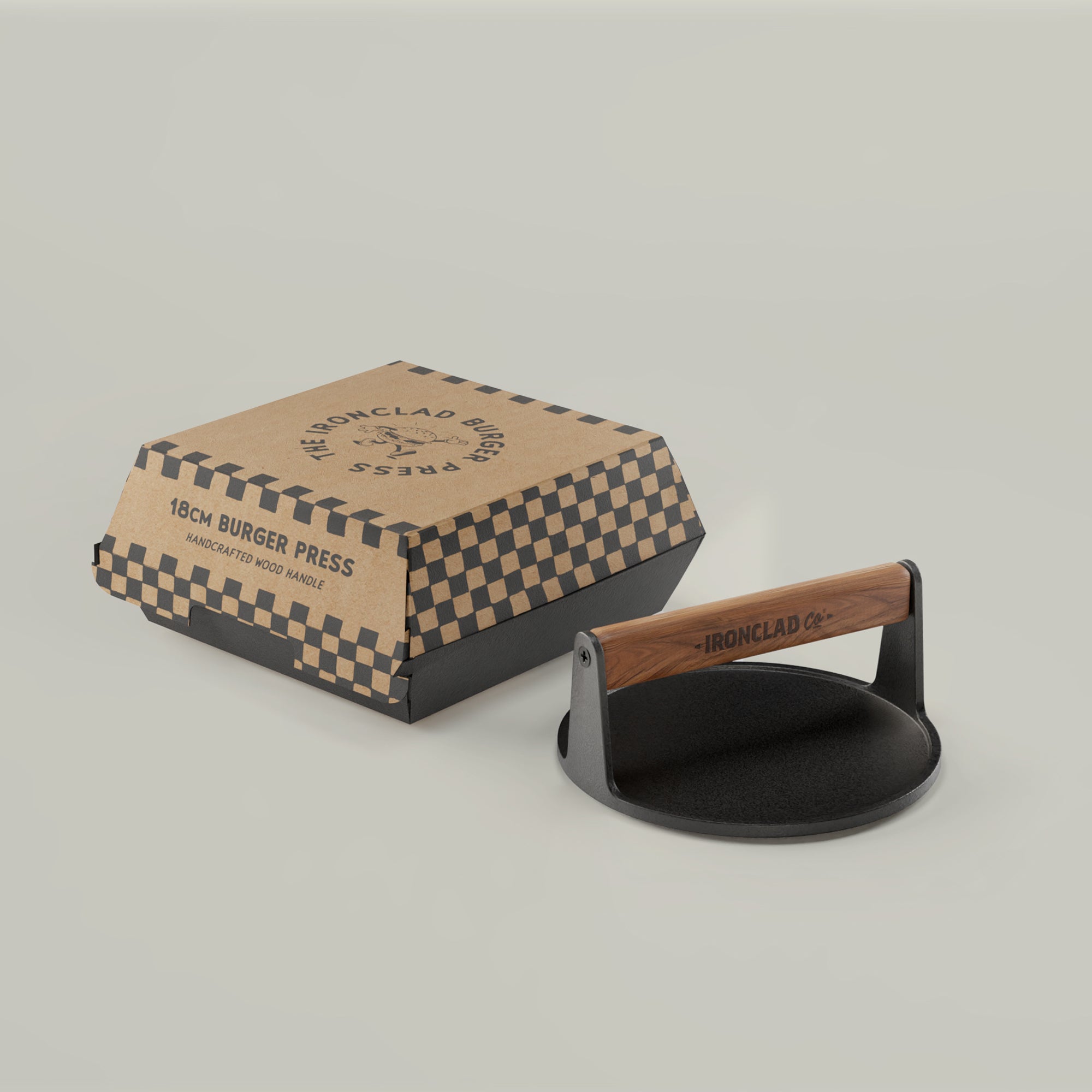 18cm Handcrafted Cast Iron Smash Burger Press