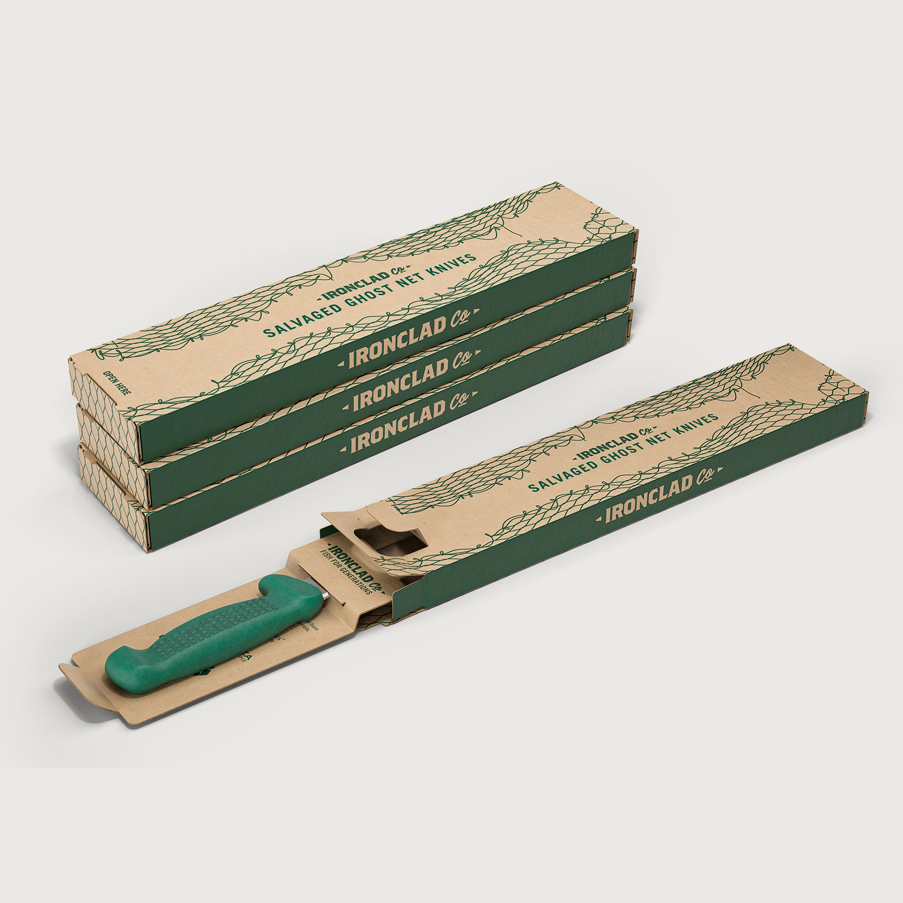 The Filleting Ghost Knife. Salvaged Ghost Net 22cm Filleting Knife