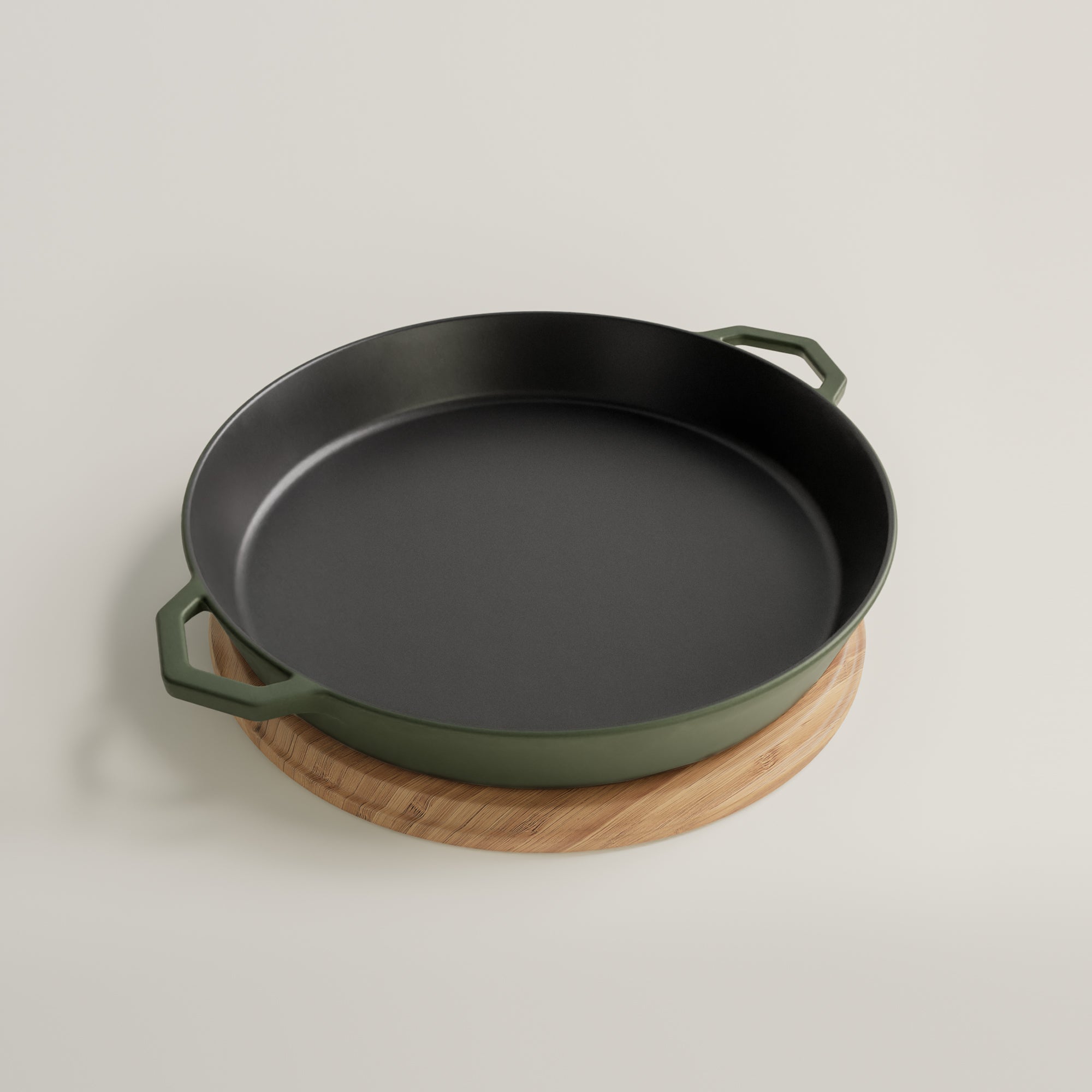 36cm Olive Leaf Satin Enamel Grande Legacy Pan & Serving Lid
