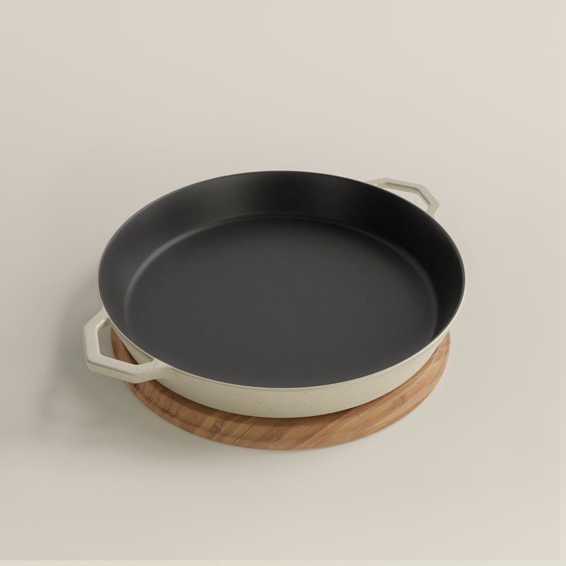 36cm Salt Stone Satin Enamel Grande Legacy Pan & Serving Lid