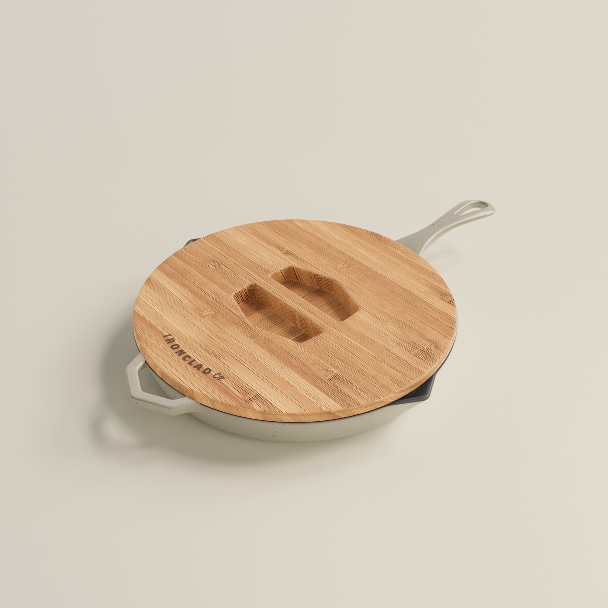 28cm Salt Stone Satin Enamel Legacy Pan & Serving Lid