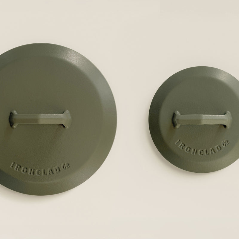 20cm & 28cm Olive Leaf Satin Enamel Lid Duo