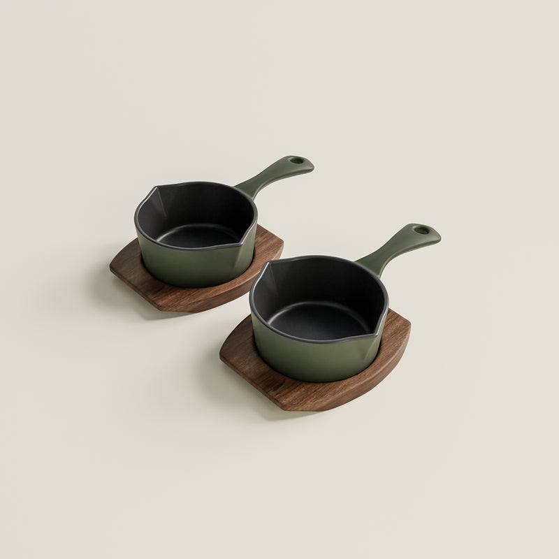10cm Olive Leaf Satin Enamel Junior Twin Set