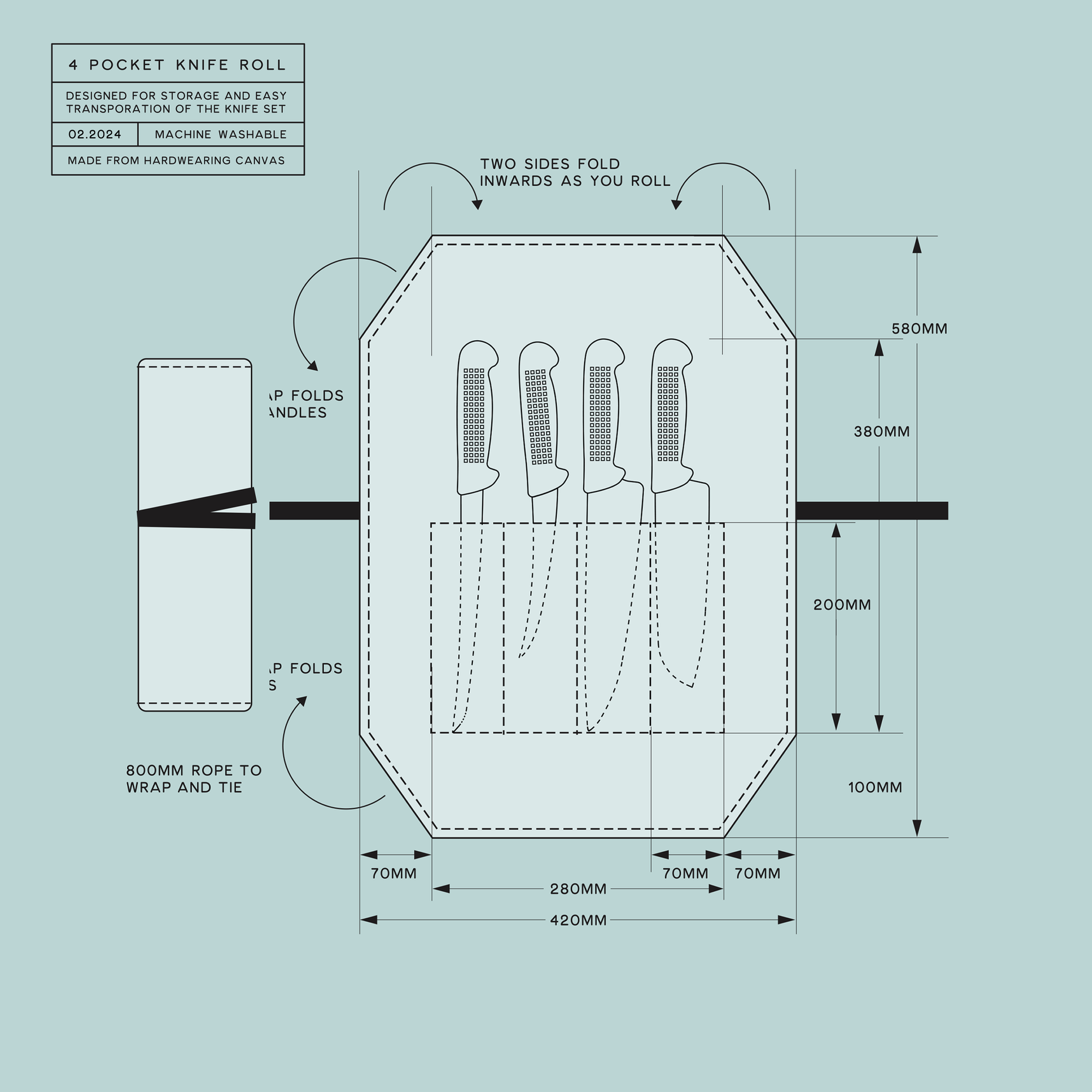 The Ghost Knife Roll. Limited Edition Canvas Knife Roll