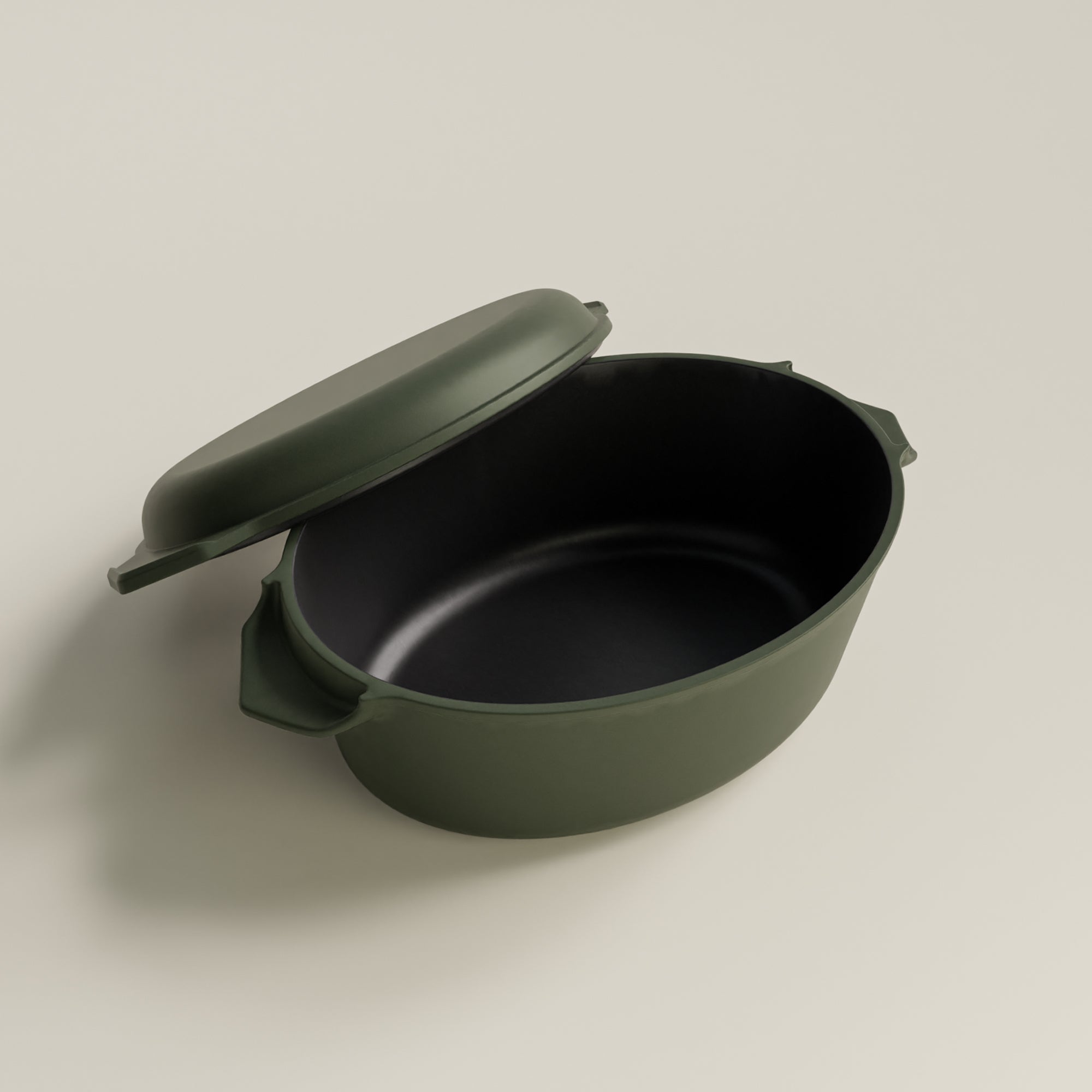 Old Dutch | 4.5L Satin Enamel Cast Iron Double Dutch Oven | Olive Leaf