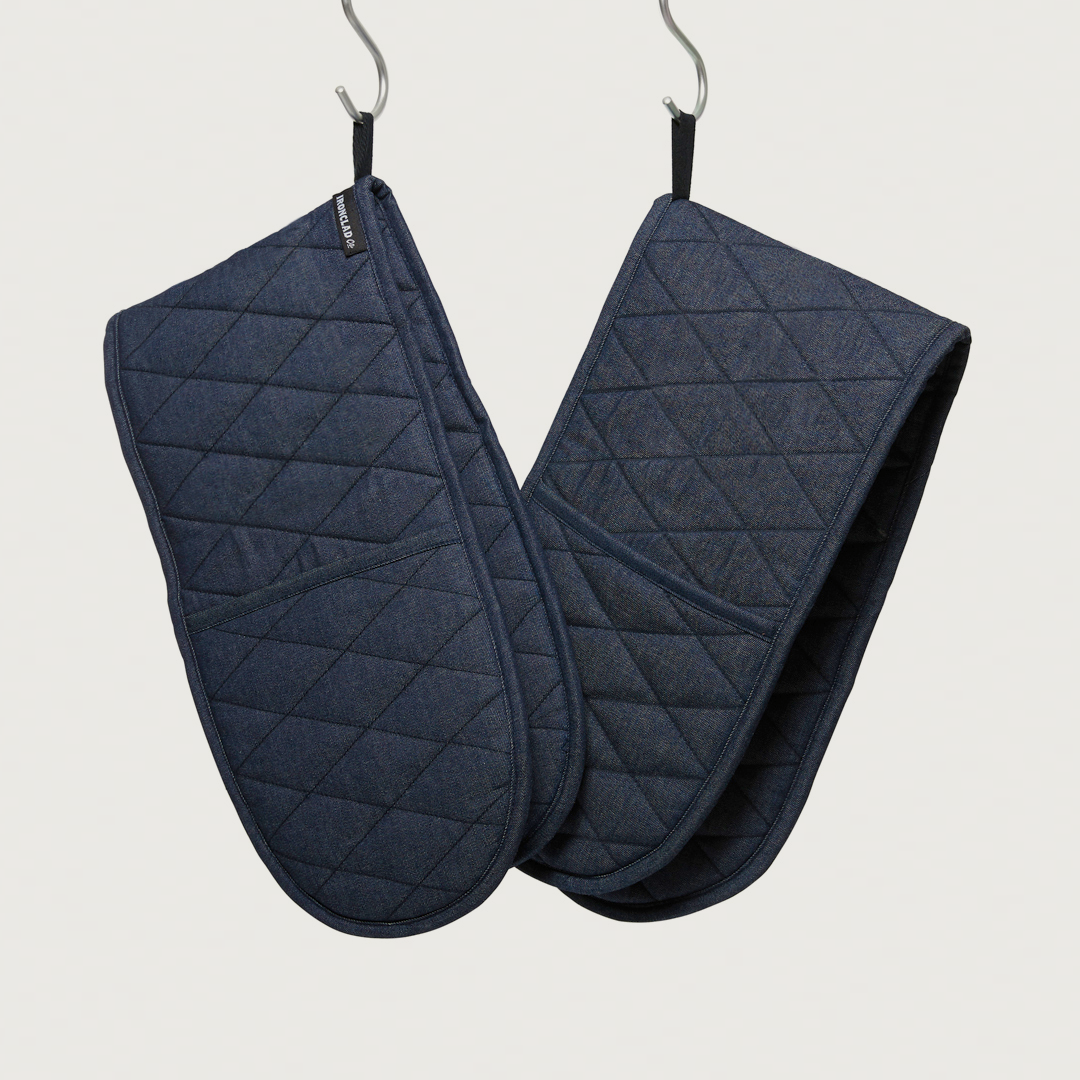 The Double Denim Oven Mitt. Handcrafted Blue Denim Double Oven Mitt (LOW STOCK)