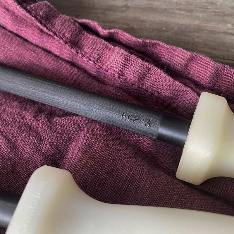 Close up of Ironclad knife steel showing the steel type